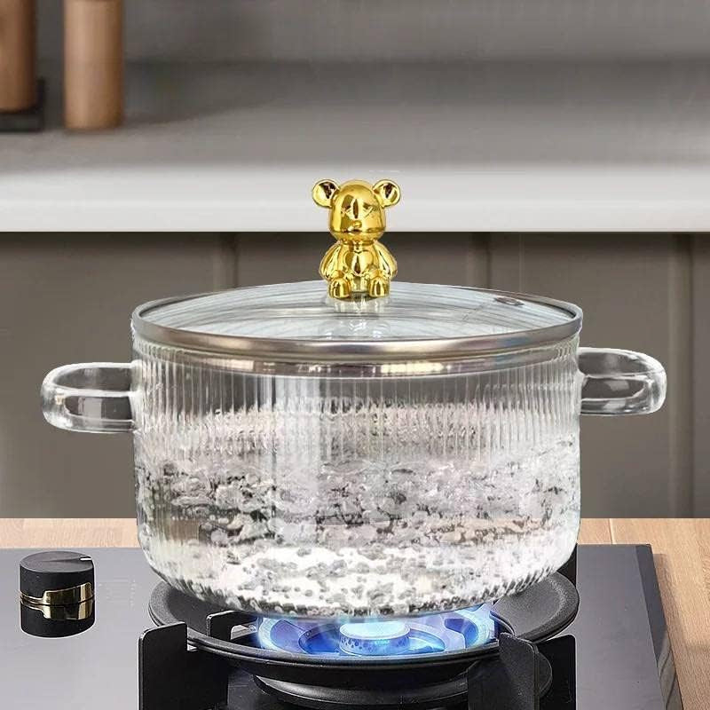 Olla de Vidrio 20 cm Resistente al Calor