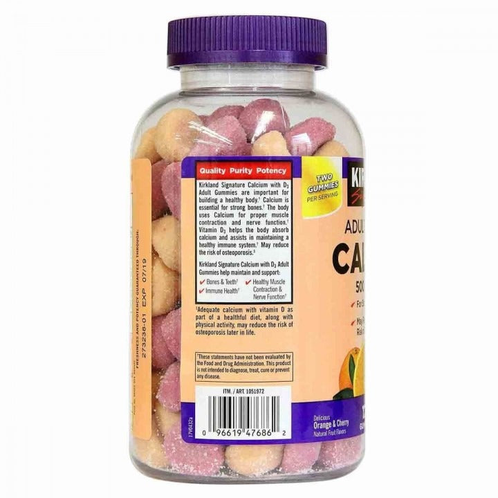 Calcio Para Adultos Kirkland, 120 gomitas – Importada