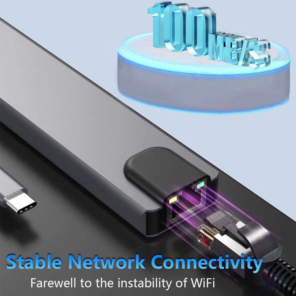 8 en 1 4K multipuerto tipo C a USB-C HDMI adaptador USB 3.0 Cable Hub