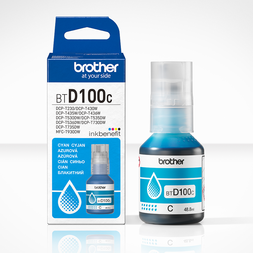 Caja de la tinta Brother BTD100C cian