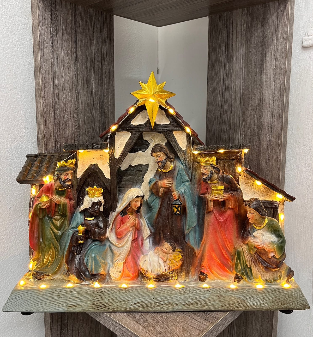Pesebre Navideño Musical con Luz LED y Estrella de Belén