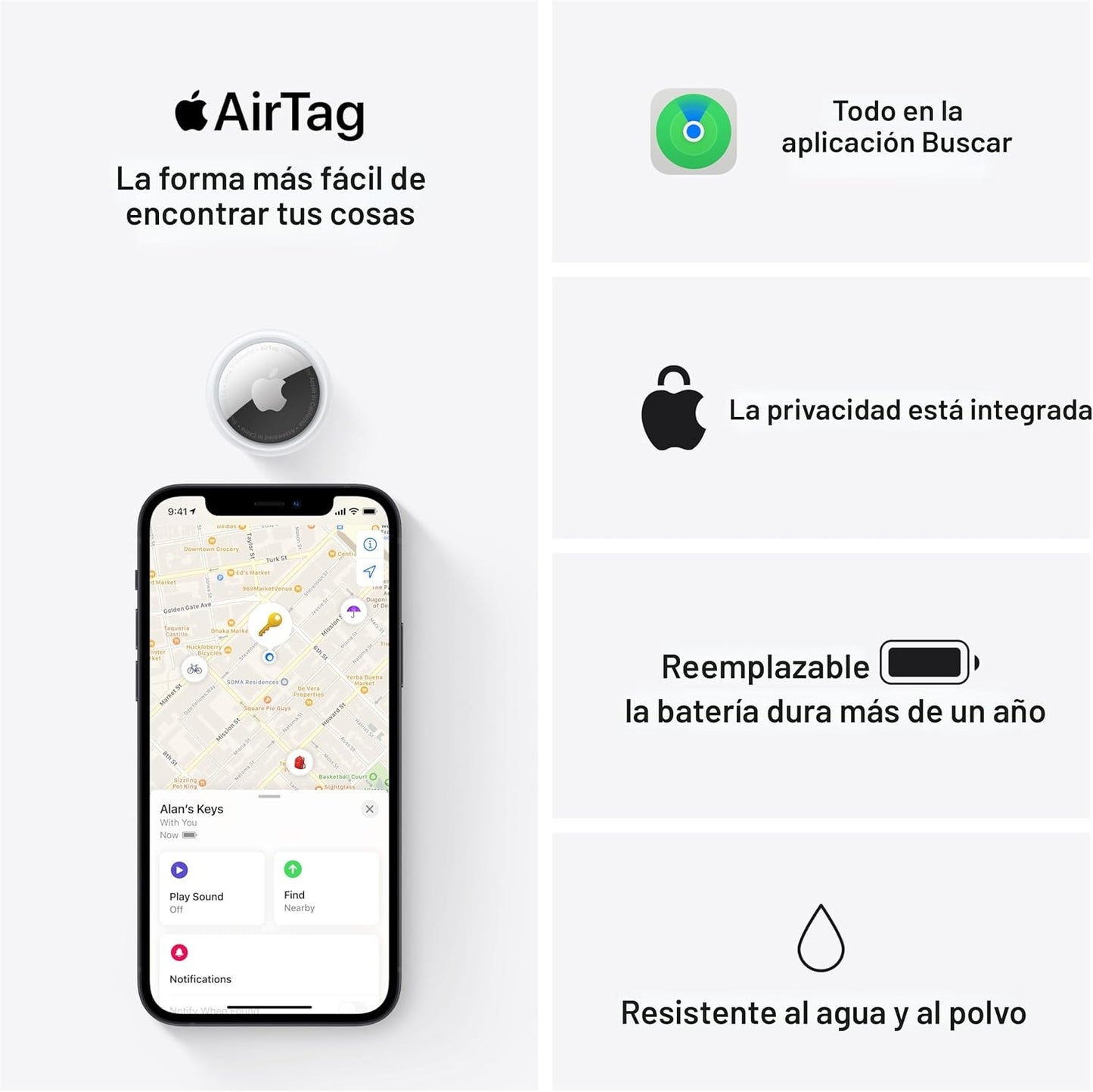 Apple AirTag. Mantén un seguimiento y encuentra tus llaves, cartera, equipaje, mochila y más