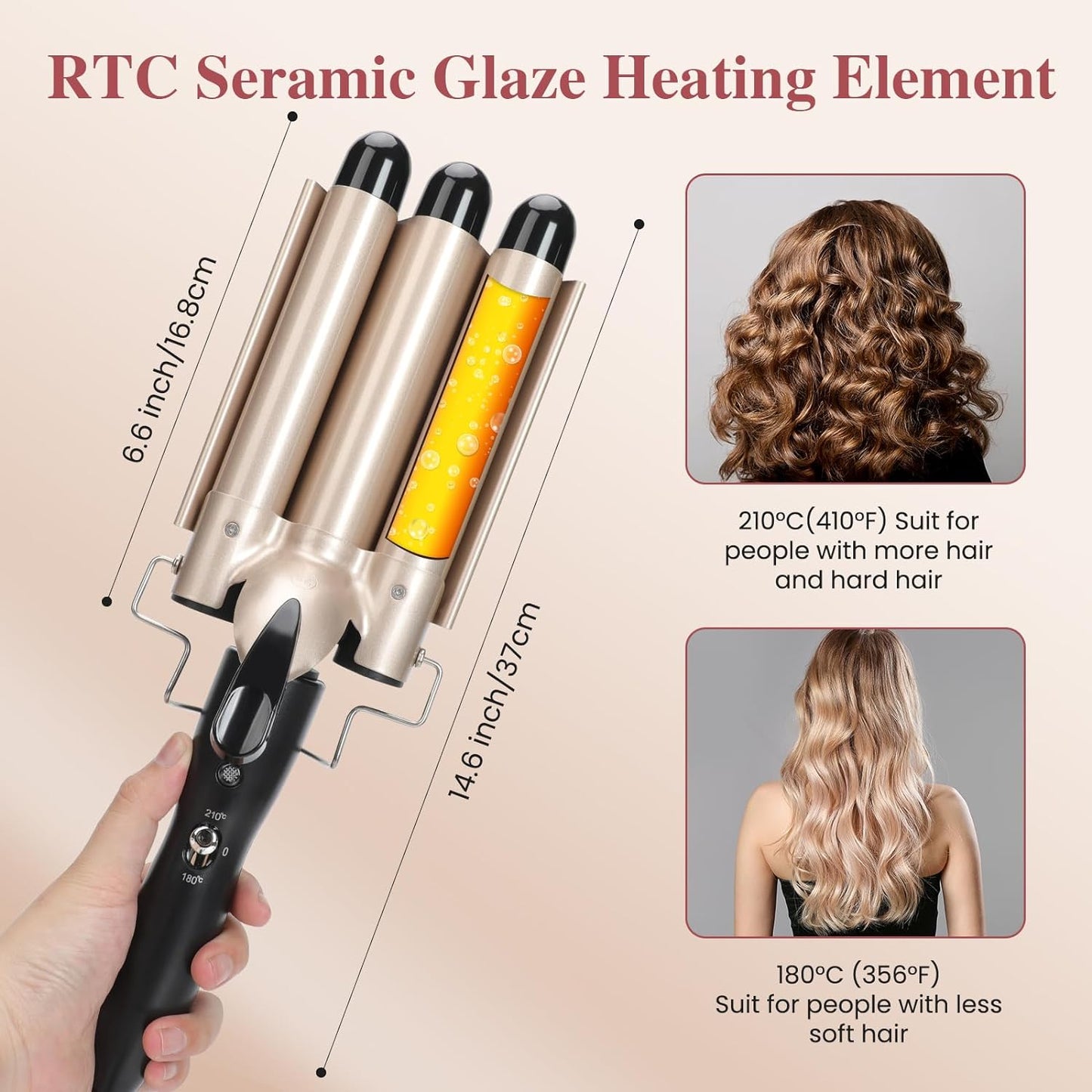 Rizador Ceramico De Cabello 3 Tubos