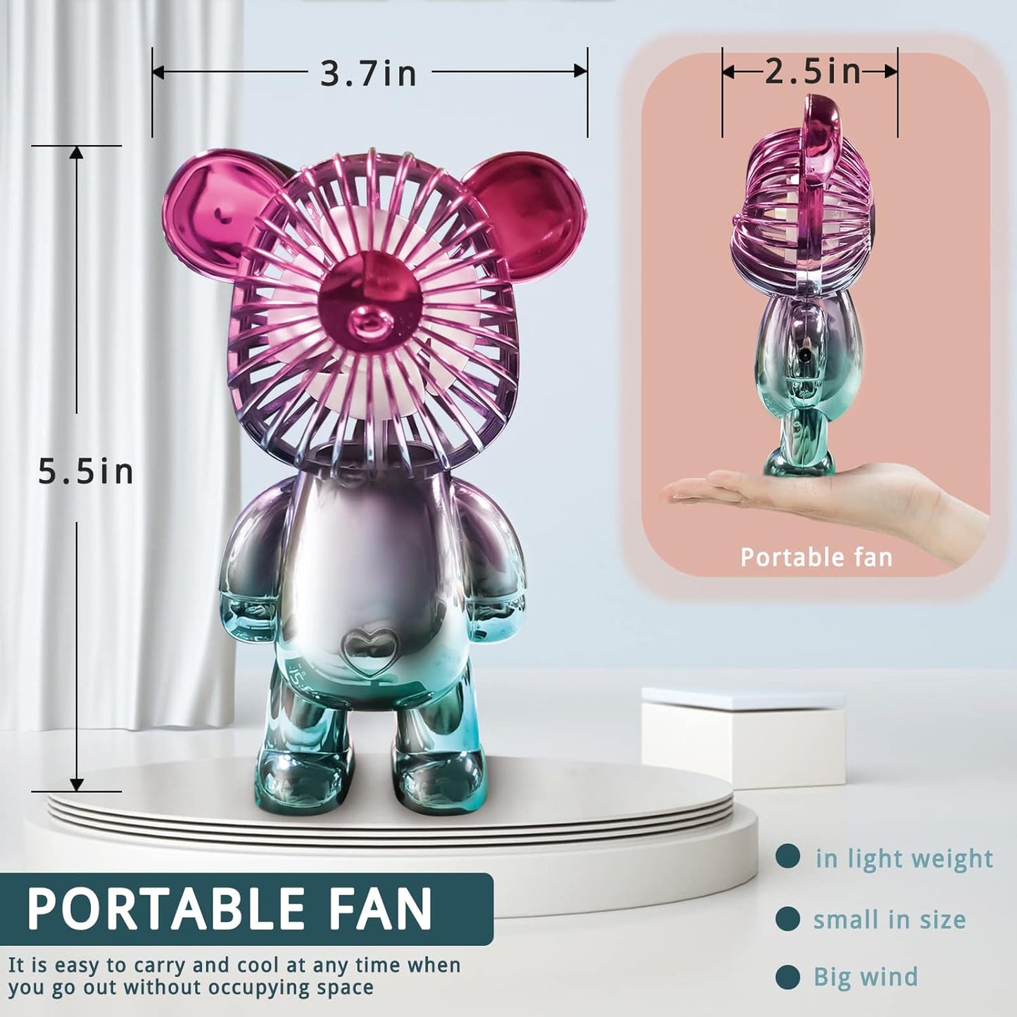 Ventilador De Oso Portatil Para Escritorio
