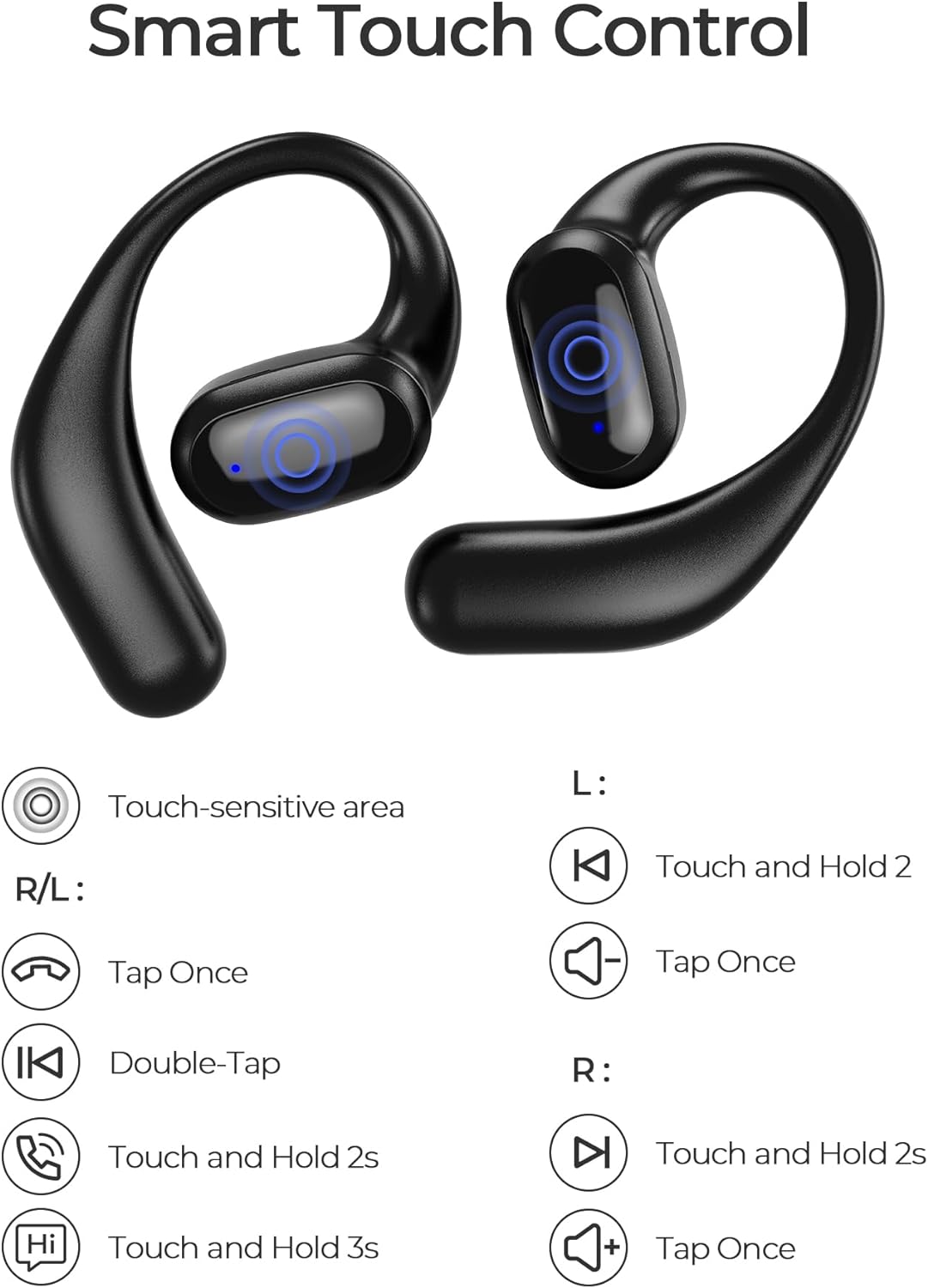 Auriculares inalámbricos Bluetooth 5.3 con Ganchos para Las Orejas
