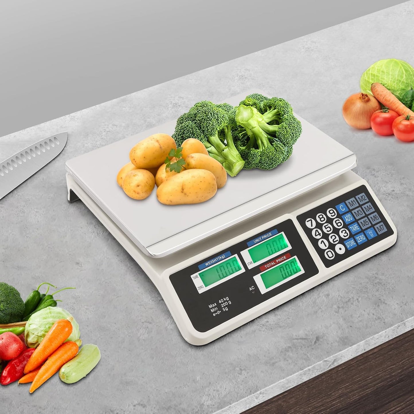 Báscula Electrónica Comercial con Cálculo de Precio 40 kg