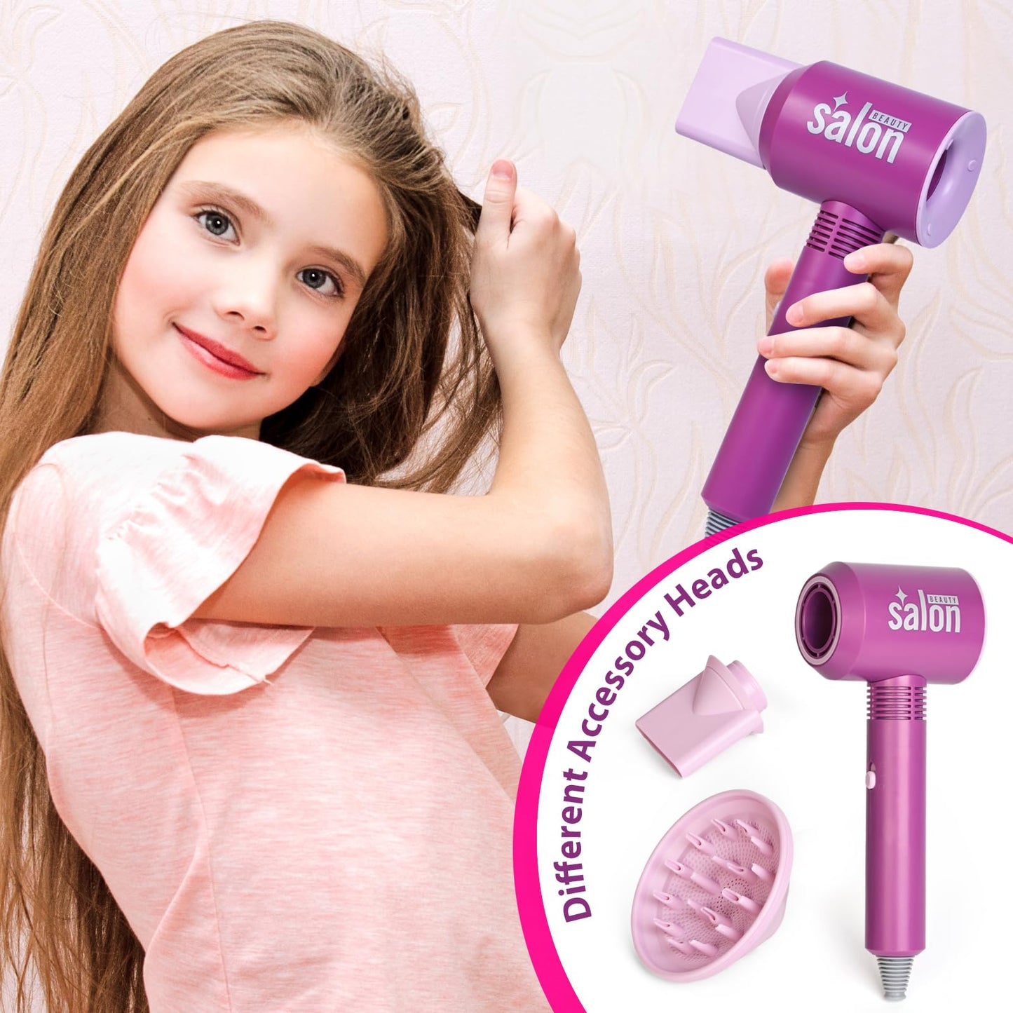 Kit Cepillo Secador De Juguete Para Niñas