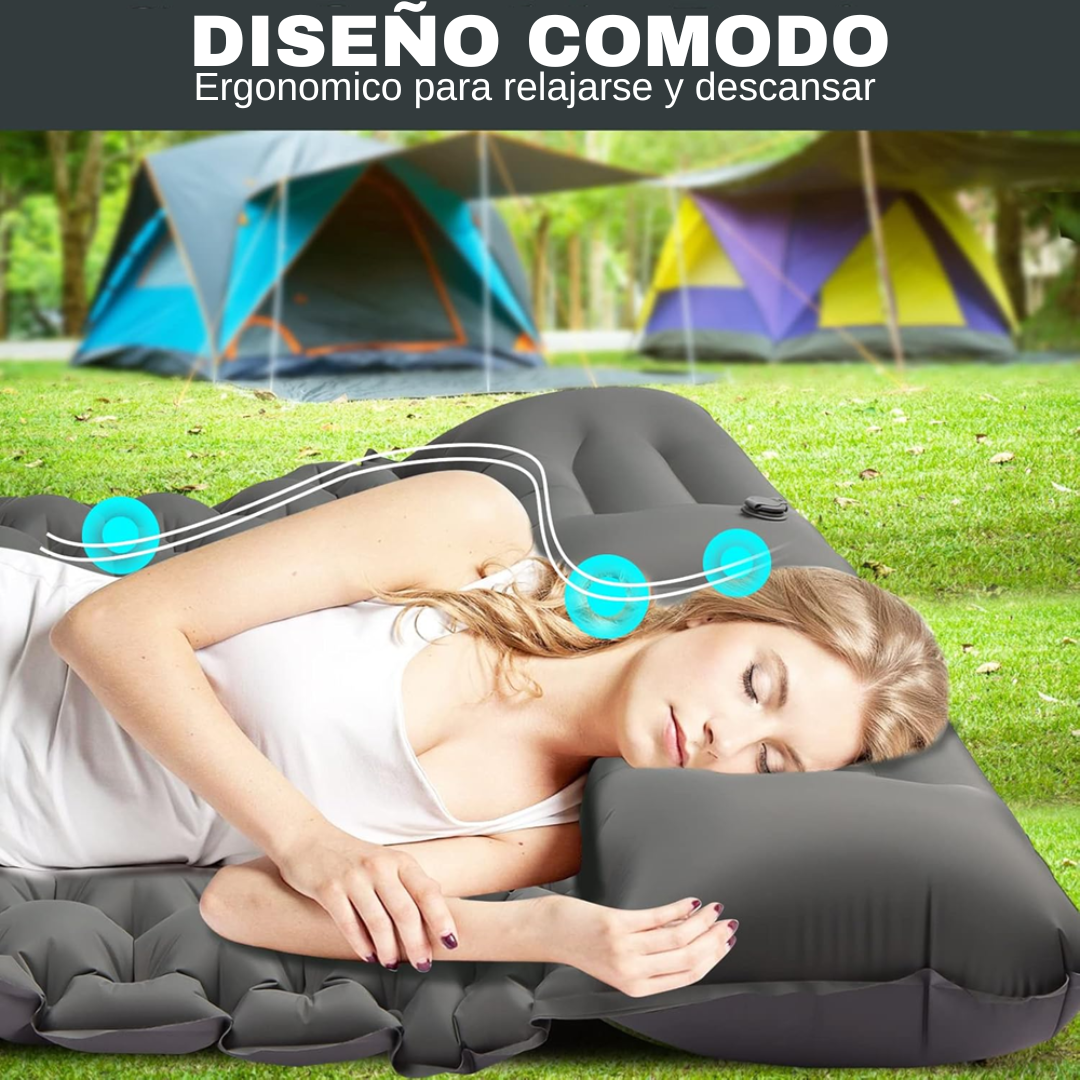 Colchon Doble Autoinflable Para Camping Con Almohadas