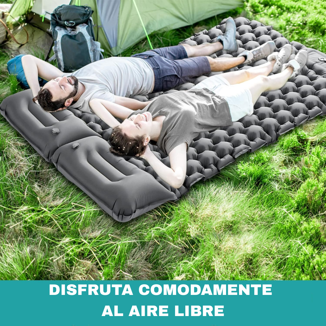 Colchon Doble Autoinflable Para Camping Con Almohadas