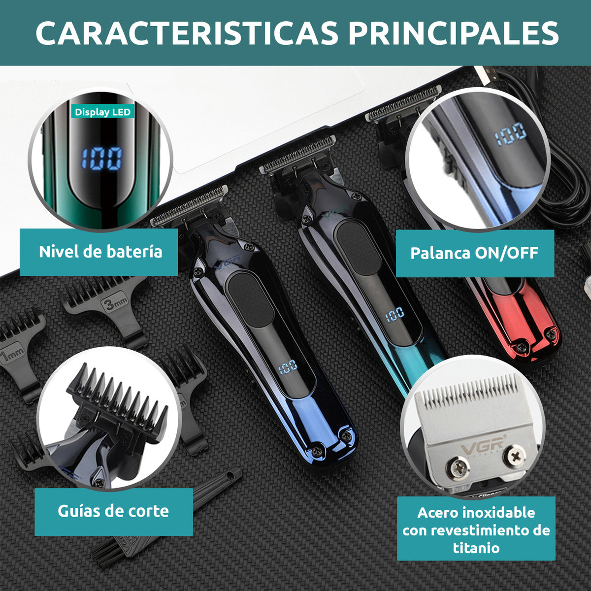 Maquina Clipper Profesional VGR V-013 Recargable