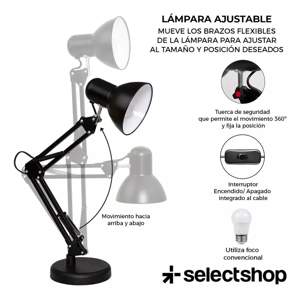Lámpara Plegable Con Base Y Abrazadera
