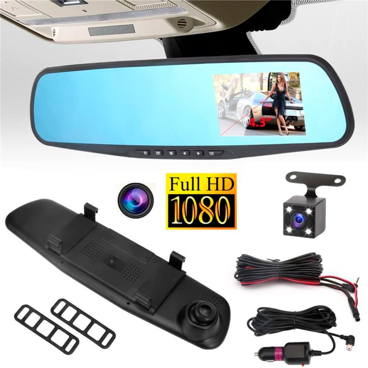Retrovisor De Auto Con Doble Cámara