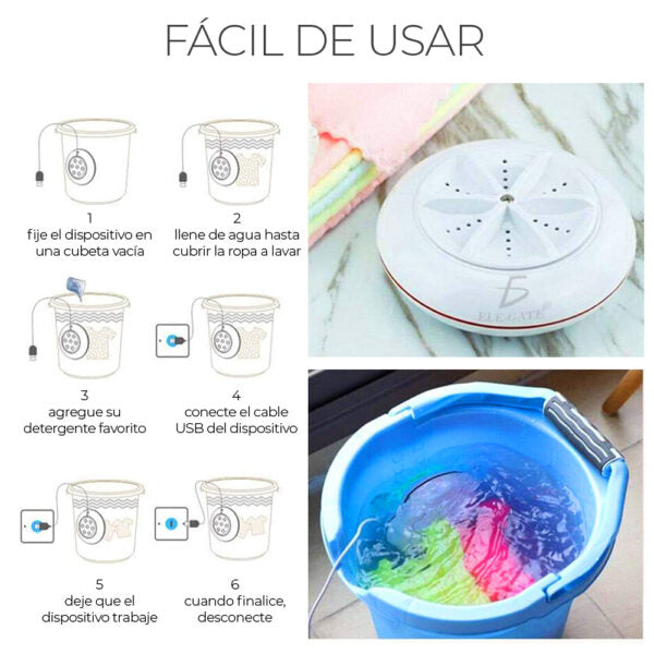 Mini Lavadora Portátil Giratoria USB + Envío Gratis