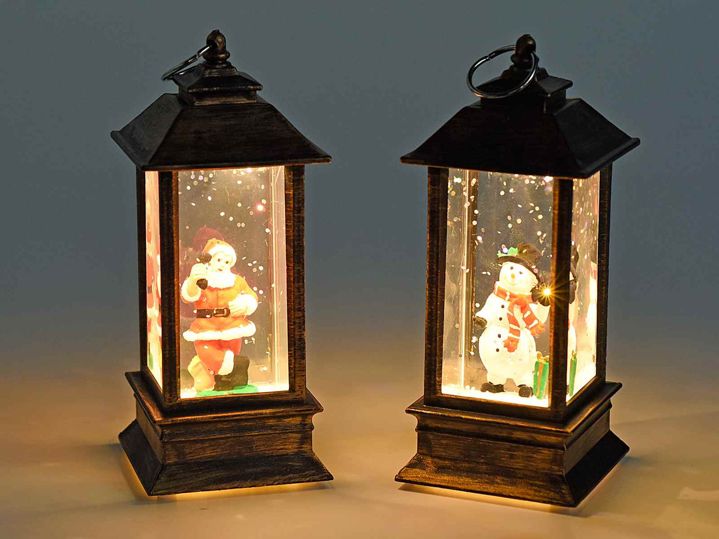 Farol De Navidad Con Nieve LED