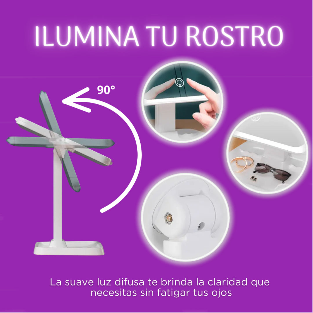 Espejo De Maquillaje Con Luz Led + Envío Gratis