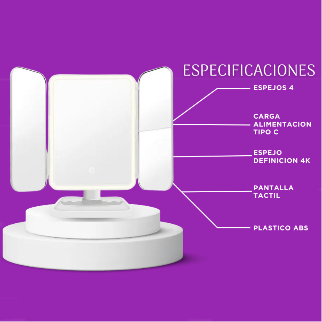 Espejo De Maquillaje Con Luz Led + Envío Gratis