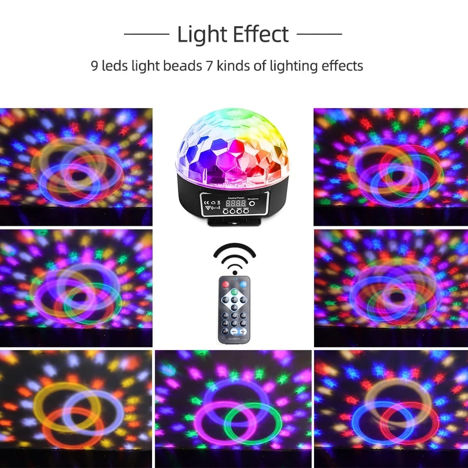 Luz Disco Inteligente 360° con Control Remoto y Efecto LED Multicolor