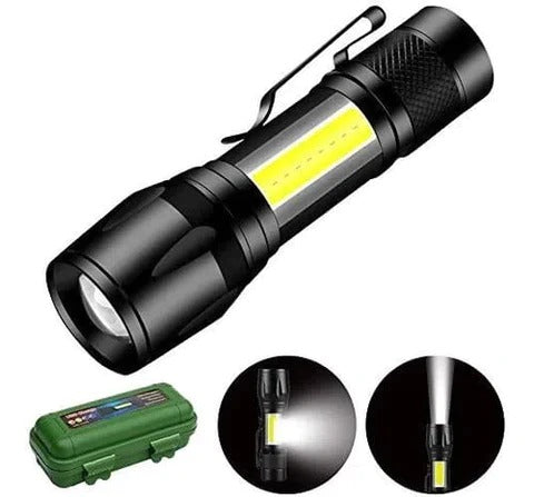 Mini Linterna Táctica Recargable Por Usb Aluminio Zoom Led + Envío Gratis