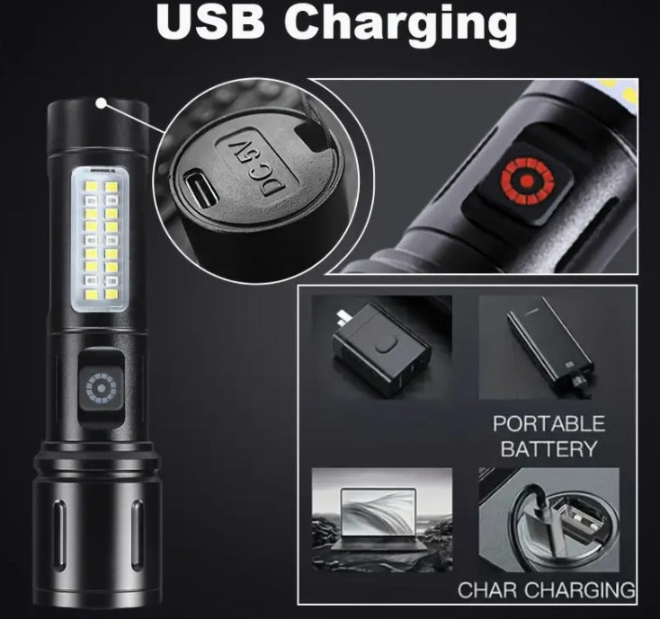Linterna Táctica Recargable USB + Envío Gratis