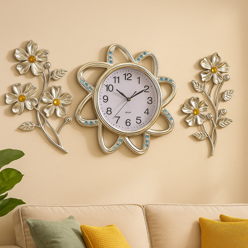 Reloj Decorativo Con Flores De Lujo
