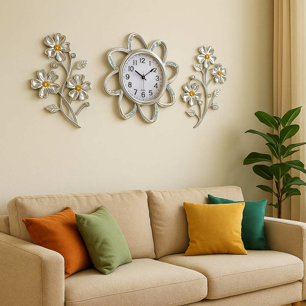 Reloj Decorativo Con Flores De Lujo