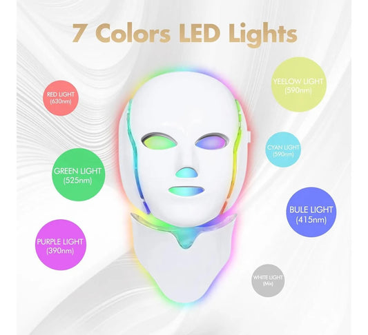 Mascara con Cuello Led 7 Colores Terapia de Luz Profesional