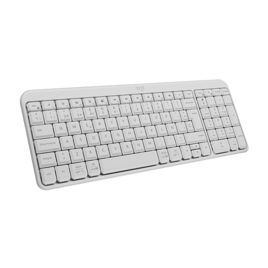 Teclado Logitech K250 blanco vista en ángulo