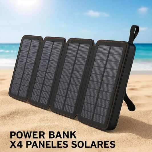 Power Bank Solar Recargable 4 Paneles 20000Mah Con Linterna