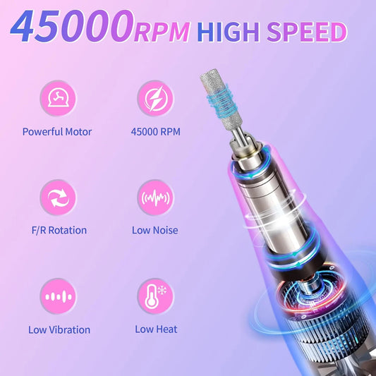 Kit Pulidor De Uñas Profesional -45000 RPM