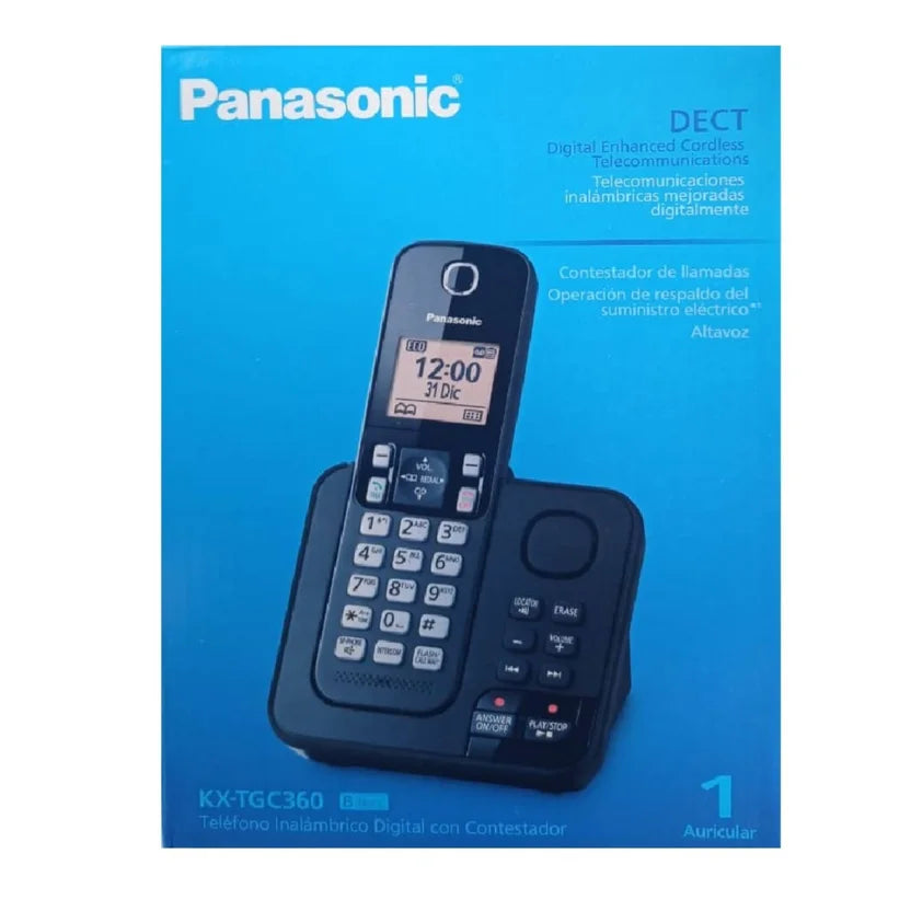 Teléfono Panasonic Inalámbrico KX-TGC360 Negro