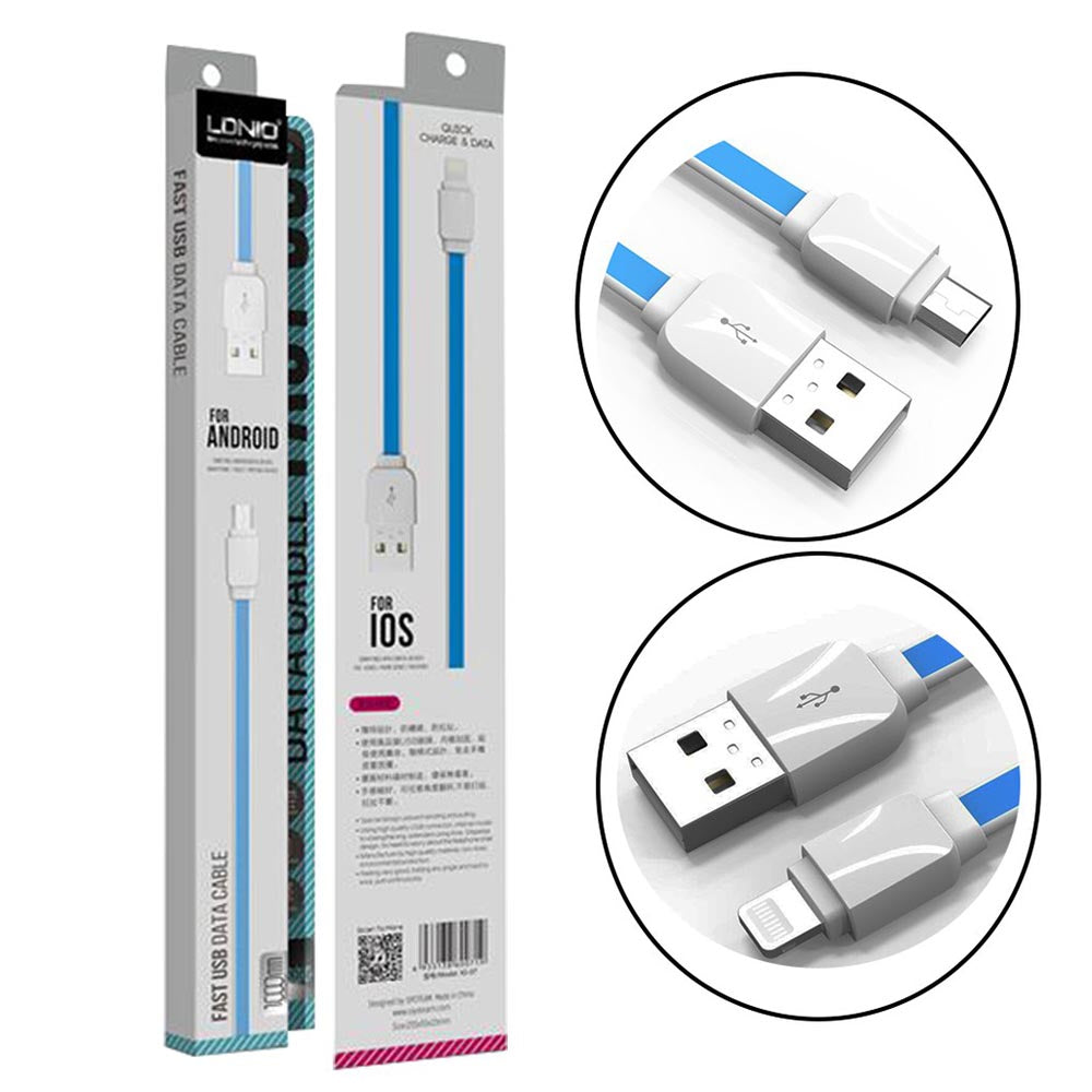 Cable USB LDNIO XS-07 1m Plano Carga Rápida