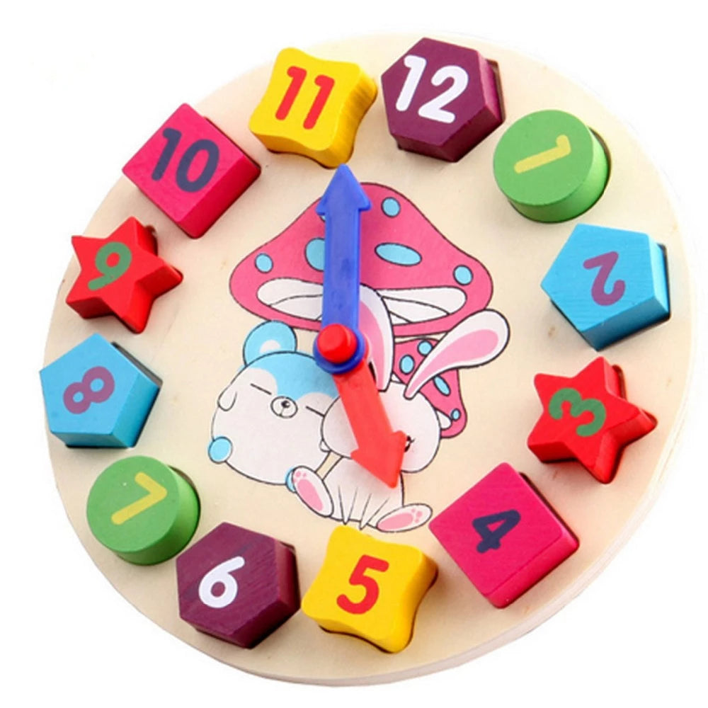 Reloj Didáctico Con Figuras En Madera Multicolor