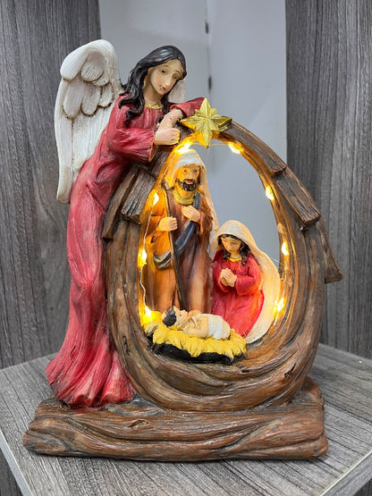Pesebre Sagrada Familia Esculpido con Ángel