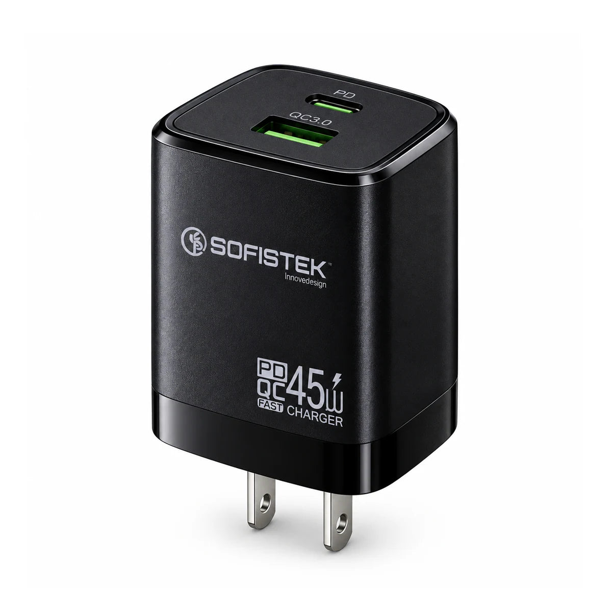 Adaptador de Carga Sofistek CZ-SK45W 45W GaN USB-C + USB-A