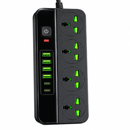 Fuente Electrica 10 En 1 | 4 Tomas + 4 USB + 2 Type-C