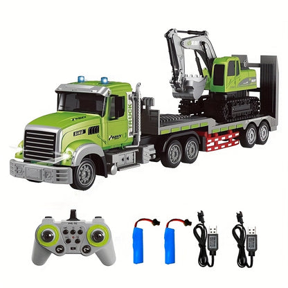 Mega Camión de Transporte + Excavadora RC 2 en 1 A Control Remoto