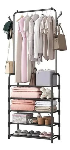 Perchero Organizador de Ropa con Estantes y Barra