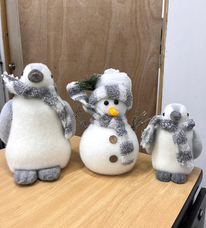 Set x3 Personajes Navideños Invierno (Pingüinos y Muñeco de Nieve)