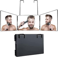 Espejo portátil triple de 3 vías, espejo de peluquero 360 para cortar el cabello, peinar, afeitar, arreglar, teñir y maquillaje con soportes de altura
