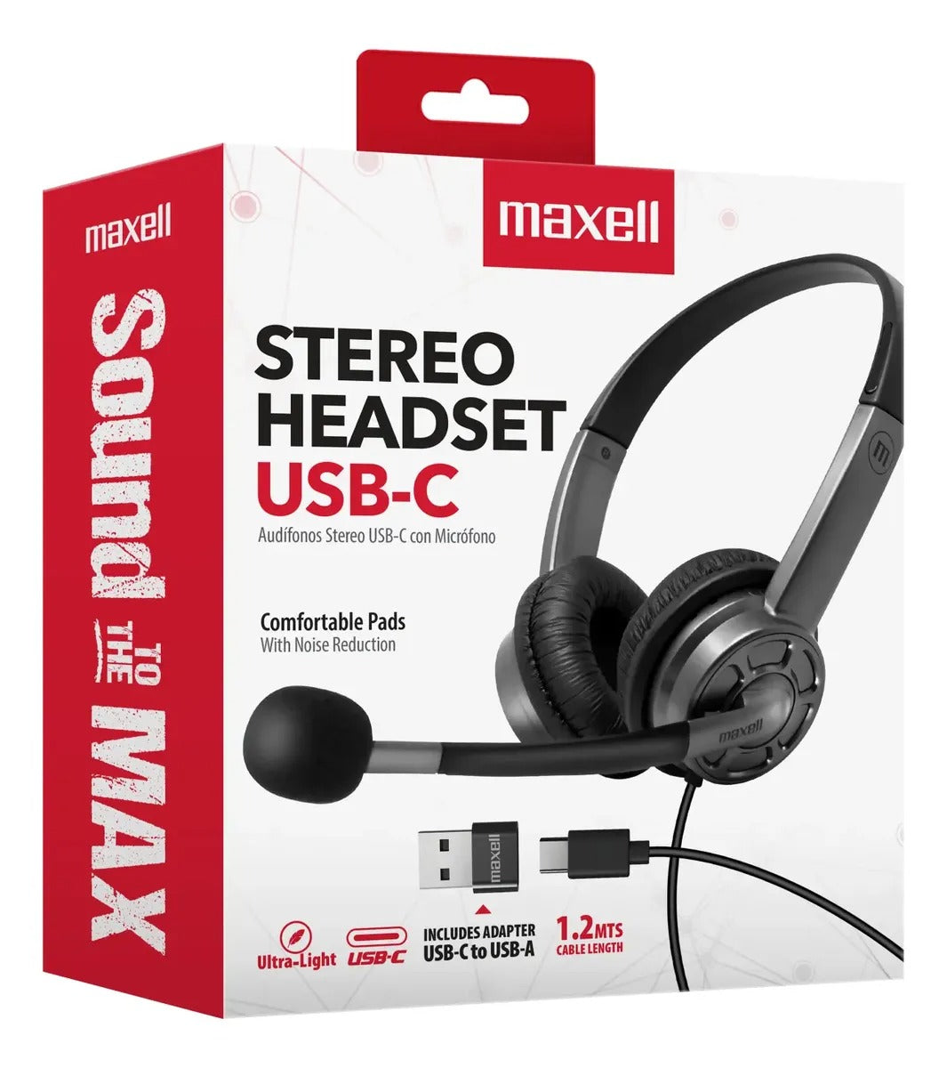 Audífonos Maxell Stereo Headset USB-C con Micrófono