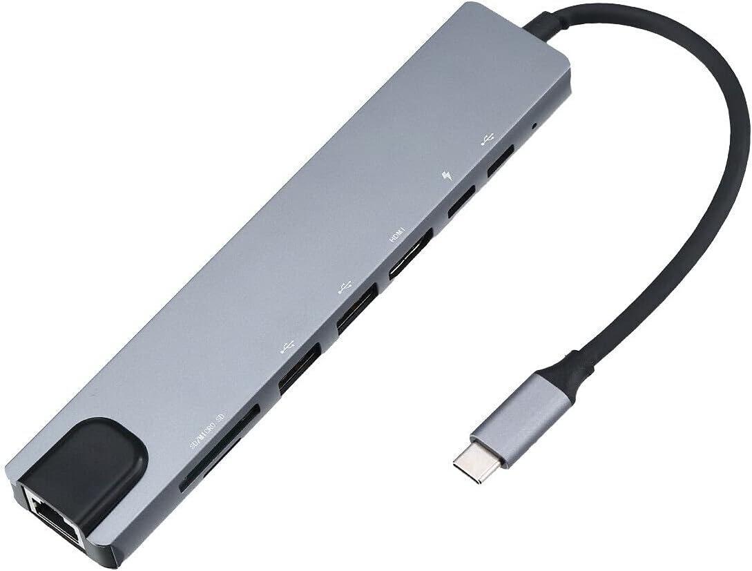 8 en 1 4K multipuerto tipo C a USB-C HDMI adaptador USB 3.0 Cable Hub