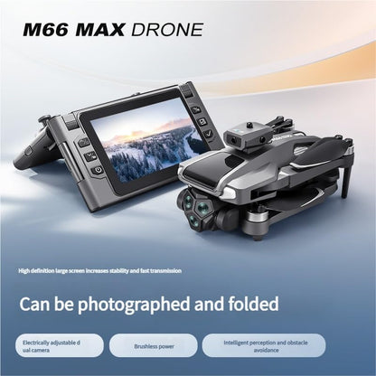 Drone M66 MAX con pantalla de visualización plegable, cámara dual, motor sin escobillas, evitar obstáculos, estabilización EIS