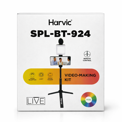 Kit de Video Profesional con Trípode, Luz RGB y Micrófono – Harvic SPL-BT-924