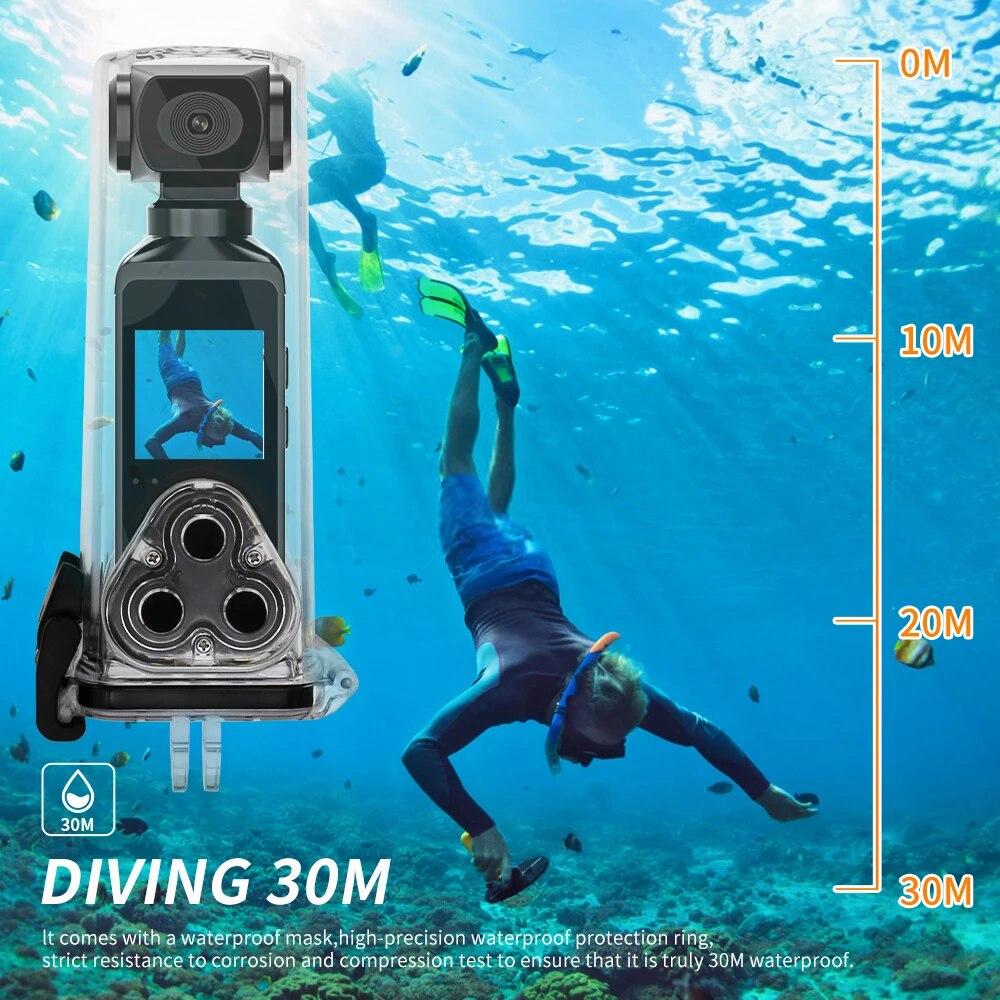 4K Pocket Action Camara 270° Wifi Mini Sports Cámara con estuche impermeable para casco, viajes, bicicleta, conductor, grabadora