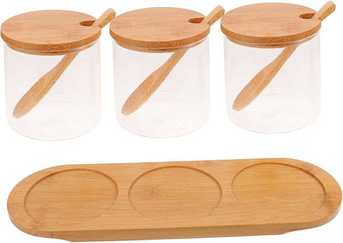 Set de Frascos de Vidrio con Tapa y Cucharas de Bambú