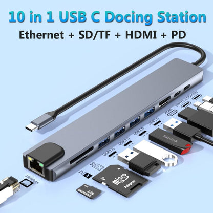 8 en 1 4K multipuerto tipo C a USB-C HDMI adaptador USB 3.0 Cable Hub