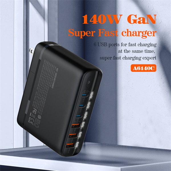Cargador de Pared LDNIO A6140C 140W GaN Carga Rápida