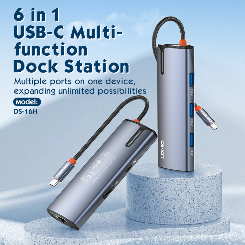 Hub USB-C 6 en 1 LDNIO DS16H HDMI 4K PD 100W