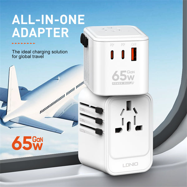 Cargador Adaptador Universal de Viaje LDNIO Z6 65W PD + QC