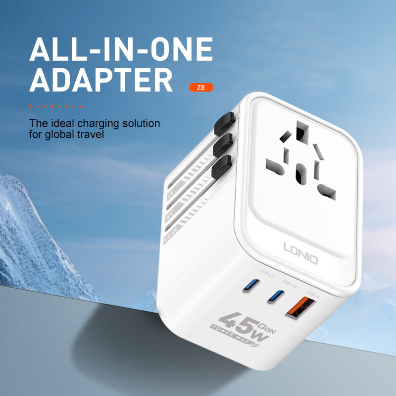 Cargador Adaptador Universal de Viaje LDNIO Z8 45W PD + QC